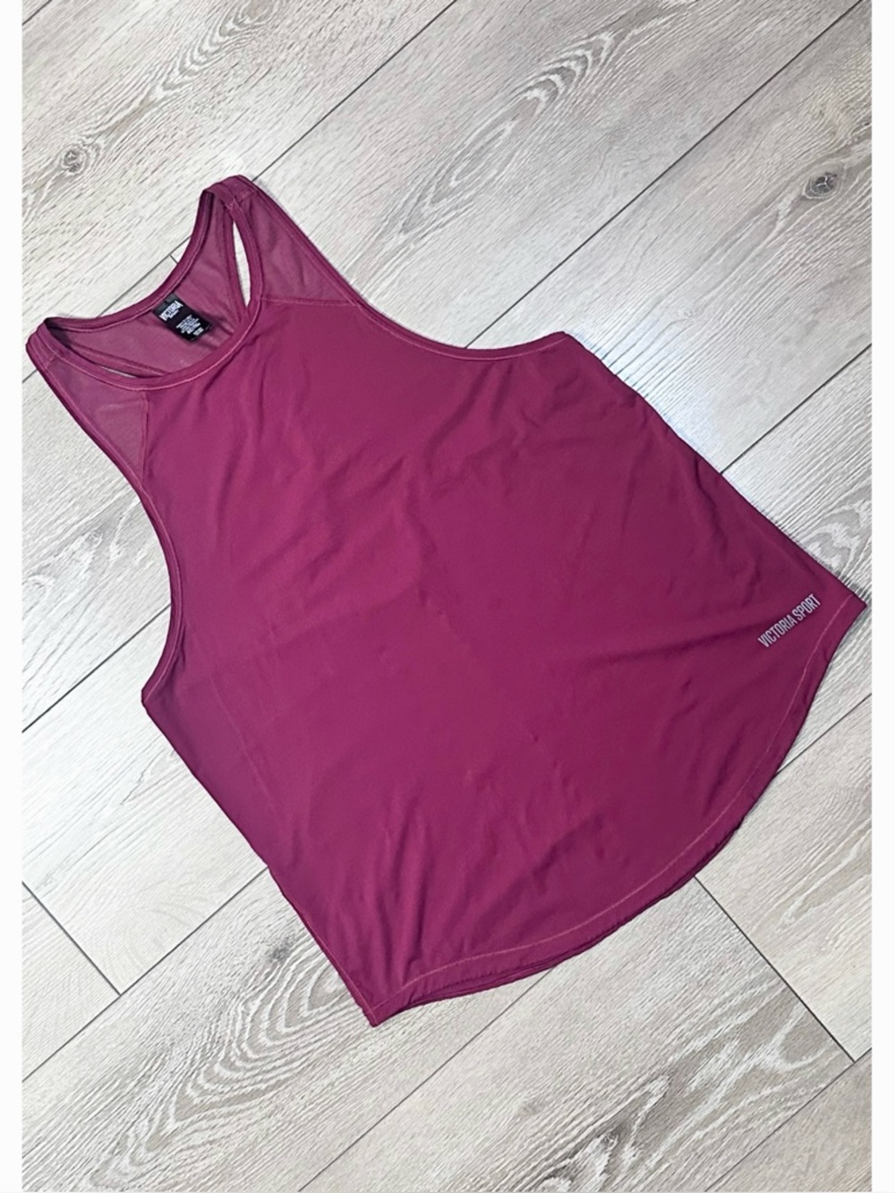 Victoria Sport Maroon Racerback Mesh Active Tank Top - Picture 1 of 12